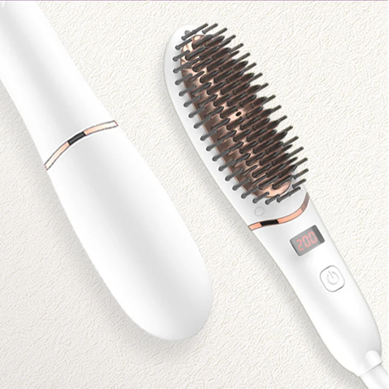 LED Display Hair Straightener Comb Electric Straightening Brush for Curler Used at Home Flat Iron Beard Shaping Styler Tool