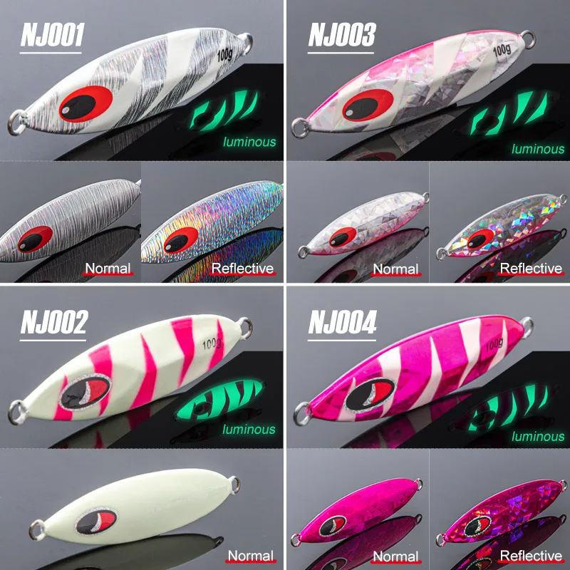 NOEBY Metal Jigs Lure 60g 80g Sea Fishing Slow Jigging Metal Lure Spoon Artificial Hard Bait Saltwater Fishing Tackle Lures