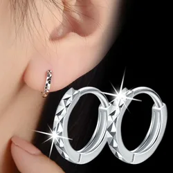 Elegant Faceted Small Hoop Huggie Earrings for Women Girl