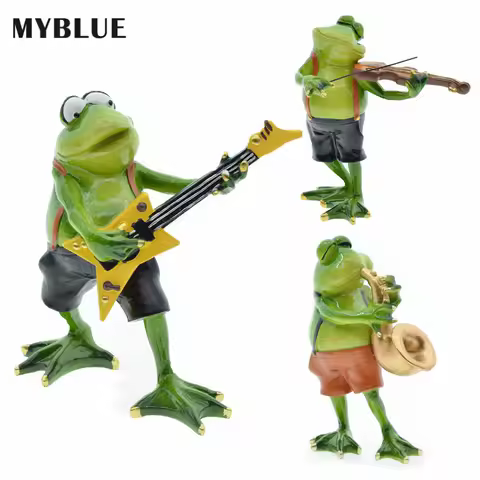 Funny Resin Frogs Figurines ,MYBLUE Home Room Decoration Accessories, Kawaii Musical Animal Play Music Gita Violin