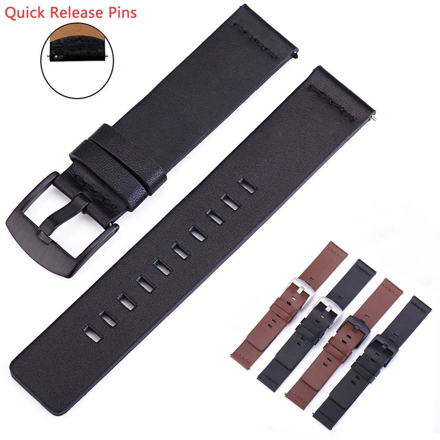 Italian Oily Genuine Leather Watch Band 18 20mm 22mm 24mm For Samsung Galaxy Watch 42mm 46mm SM-R810/R800 Quick Release Strap