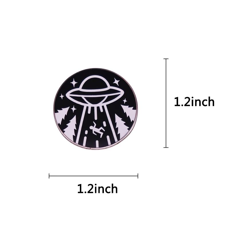 Alien Abduction UFO Beam Spaceship Enamel Pin Flying Saucer Sci Fi badge Space jewelry I Want to Leave