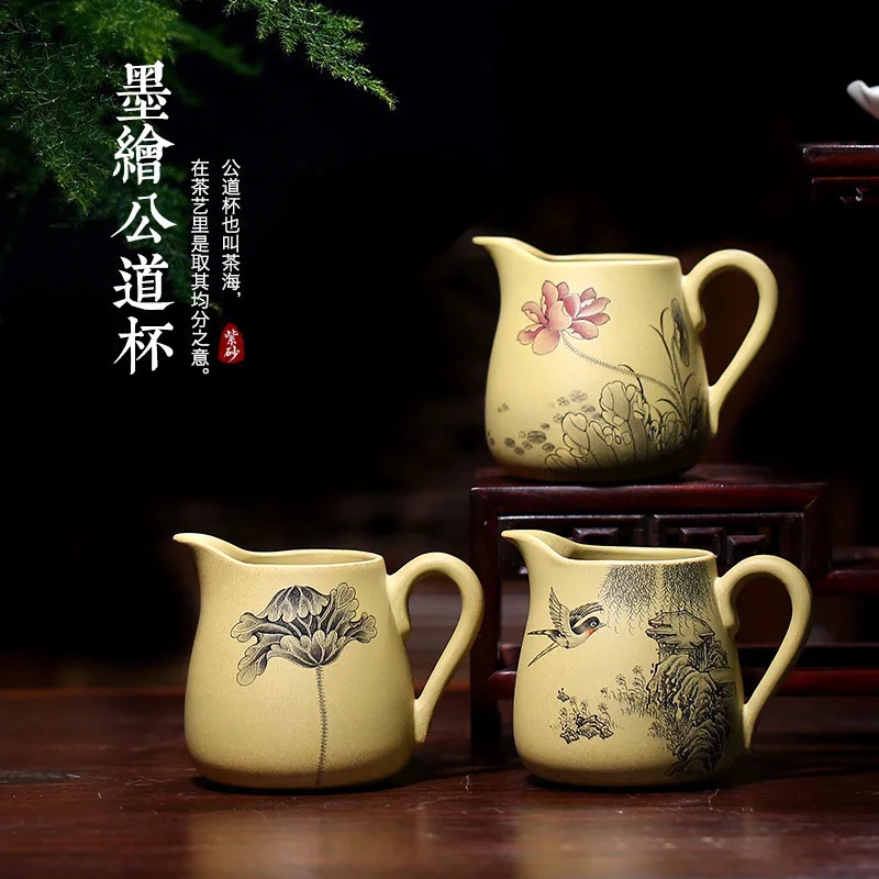 

★fair yixing purple sand cup milk tea is a cup of tea cup by hand points accessories undressed ore mud ink painting