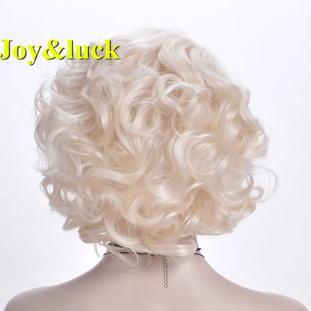 Short Blonde Wig Natural Curly Wigs Blond Synthetic Wig Or Daily Middle Part  Women Hair Style