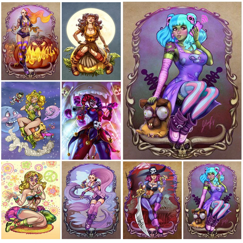 Sexy Game Girl Clown Cosplay Wall Art Canvas Painting Wall Pictures For Living Room Posters And Prints Home Decoration Unframed