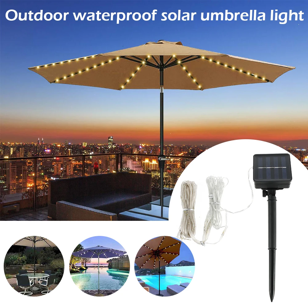 104 LED Solar Power Patio Umbrella Lights Outdoor Garden Parasol Fairy String Lamp IP65 Waterproof Automatic Solar Parasol Light