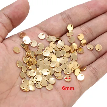 80pcs 304 Stainless Steel Flat Round Circle Blank Stamping Tag Pendants Charms 6mm/8mm/10mm for Jewelry Making Gold Steel Color