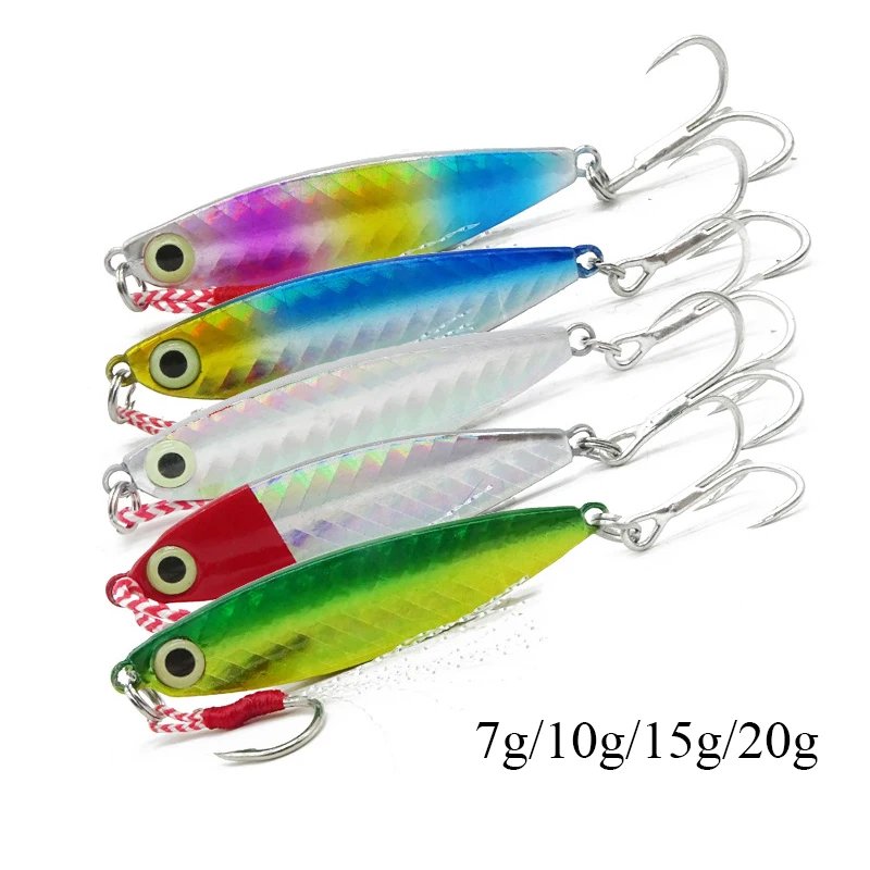 AS Shore cast jigs Metal Jig Cast Spoon Double Hooks Treble Hooks 7g10g15g20g Artificial Bait Fishing Jigging Lure Cast Spoon