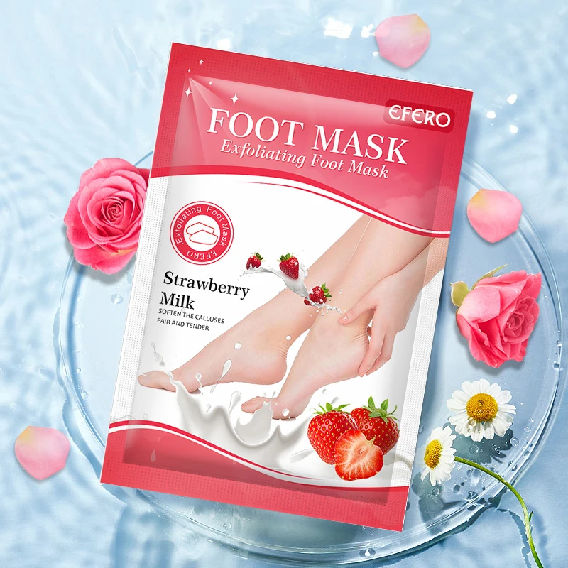 30pairs Exfoliating Foot Masks Pedicure Socks Strawberry Milk Exfoliation for Feet Mask Remove Dead Skin Heels Foot Peeling Mask