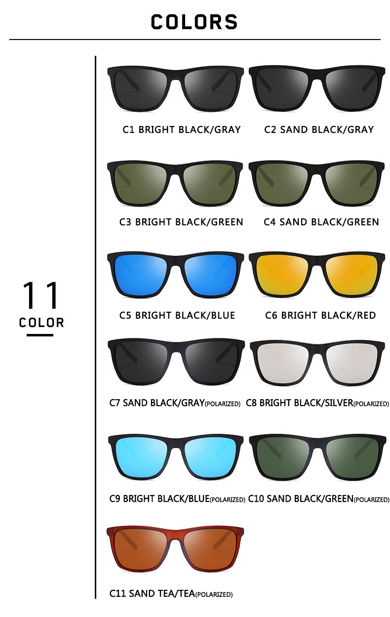 Sunglasses Men/Women Polarized Square Mirror Driving Sun Glasses Men Brand Designer Retro Classic Vintage Driver Goggles UV400