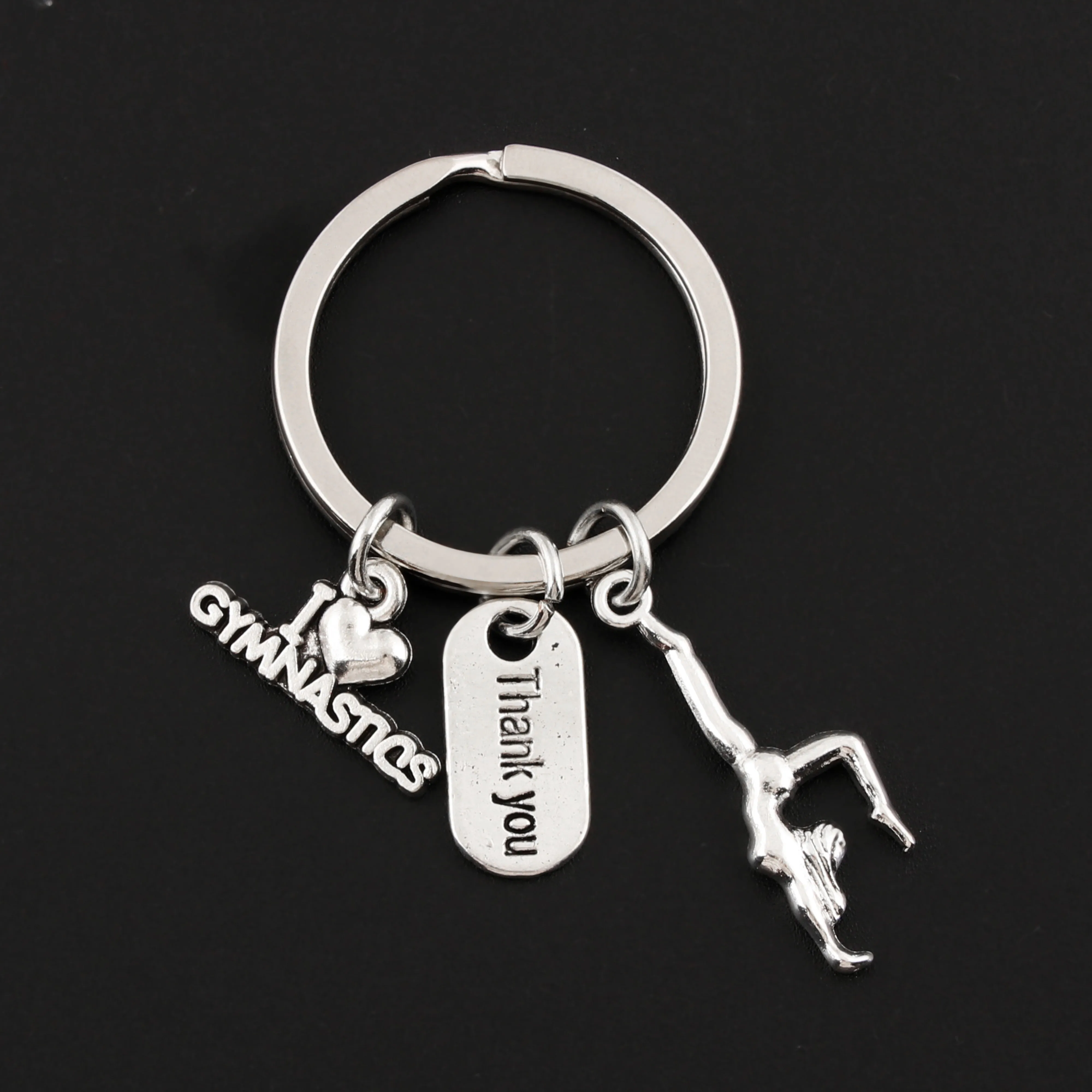 1Pc I Love Gymnastics Charms Keychain Gymnast Girl Sporter Keyring For Women Thanksgiving Day Gift Accessories Jewelry E2402