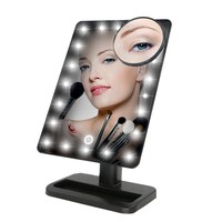 Makeup Mirror with 20 LEDs Cosmetic Mirror with Touch Dimmer Switch Battery Operated Stand for Tabletop Bathroom Fold Travel