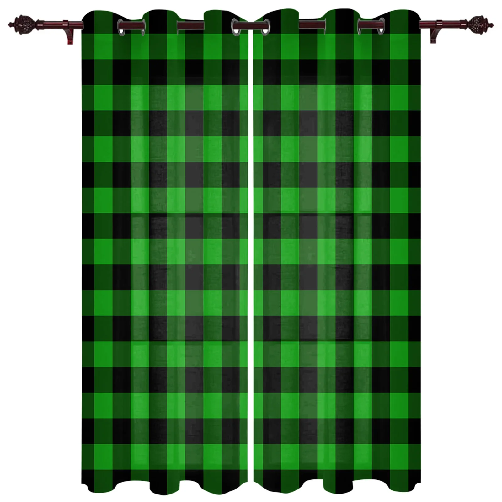 St. Patrick'S Day Green Plaid Window Curtains Home Decor Bedroom kichen Draperies Curtains for Living Room Christmas Curtains