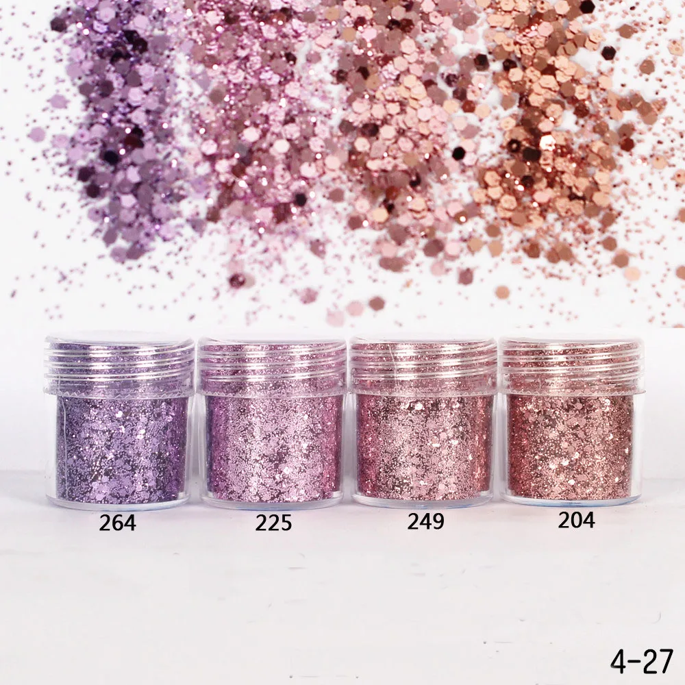 1 Jar/Box 10ml 3D Nail Purple Pink Mix Nail Glitter Powder Sequins Powder for Nail Art 300 Colors for Gel Polish Sequin Set