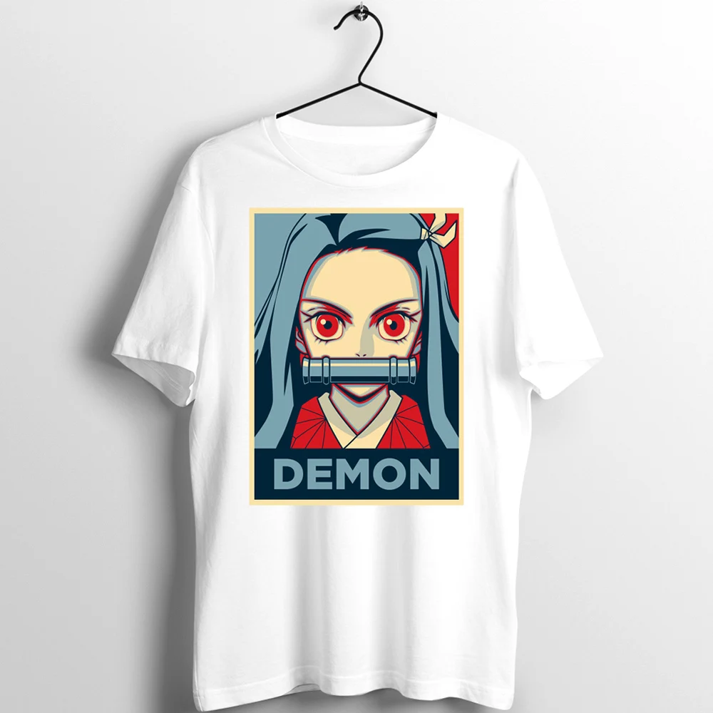 Demon Slayer Blade of Demon Destruction Nezuko Cherry Blossoms basic white custom Printed Tee clothing Unisex T Shirt Men Women