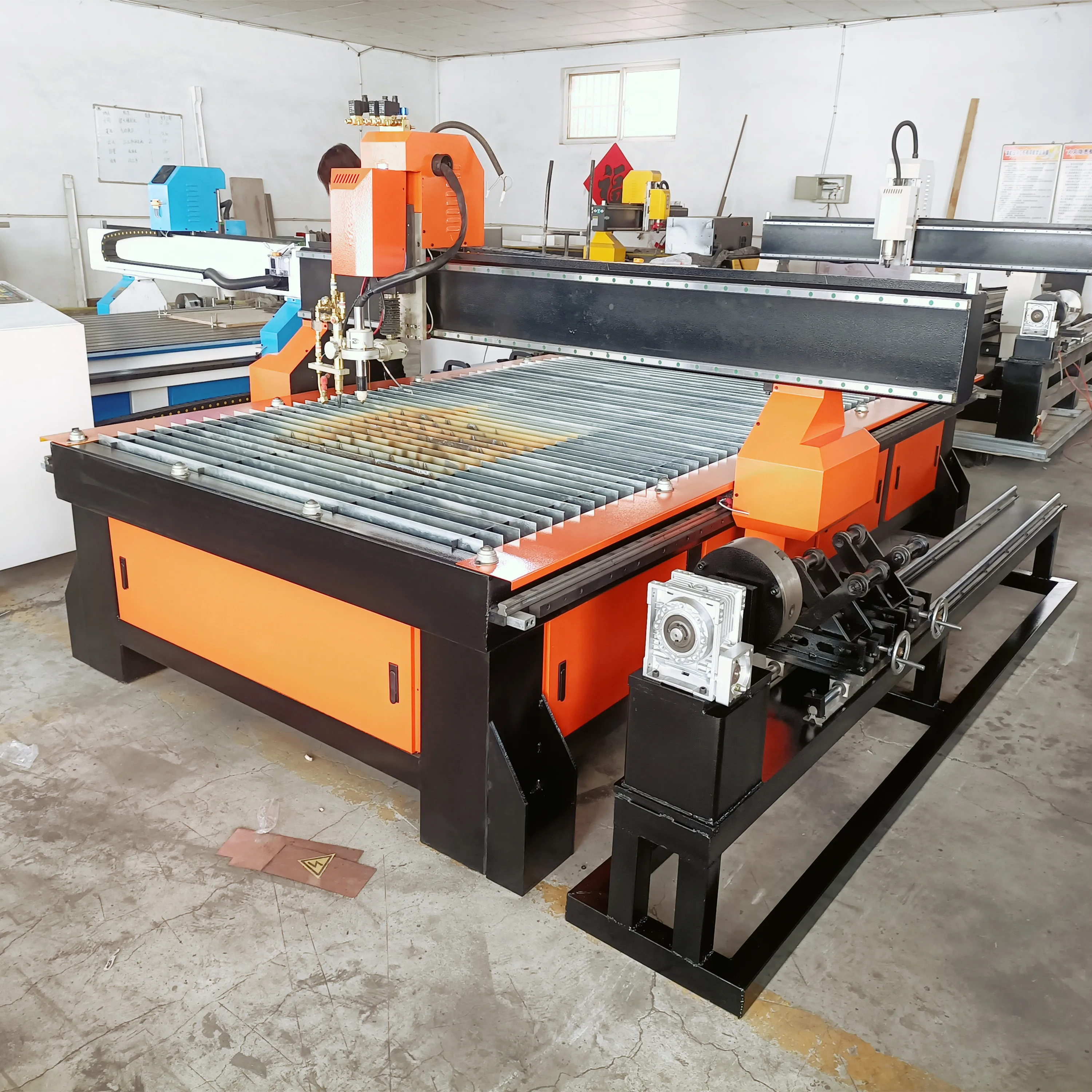 Most Useful 150*300cm China Quality CNC Plasma Cutting Machine With Rotary Lathe and Drilling Head And Metal Engraving Head