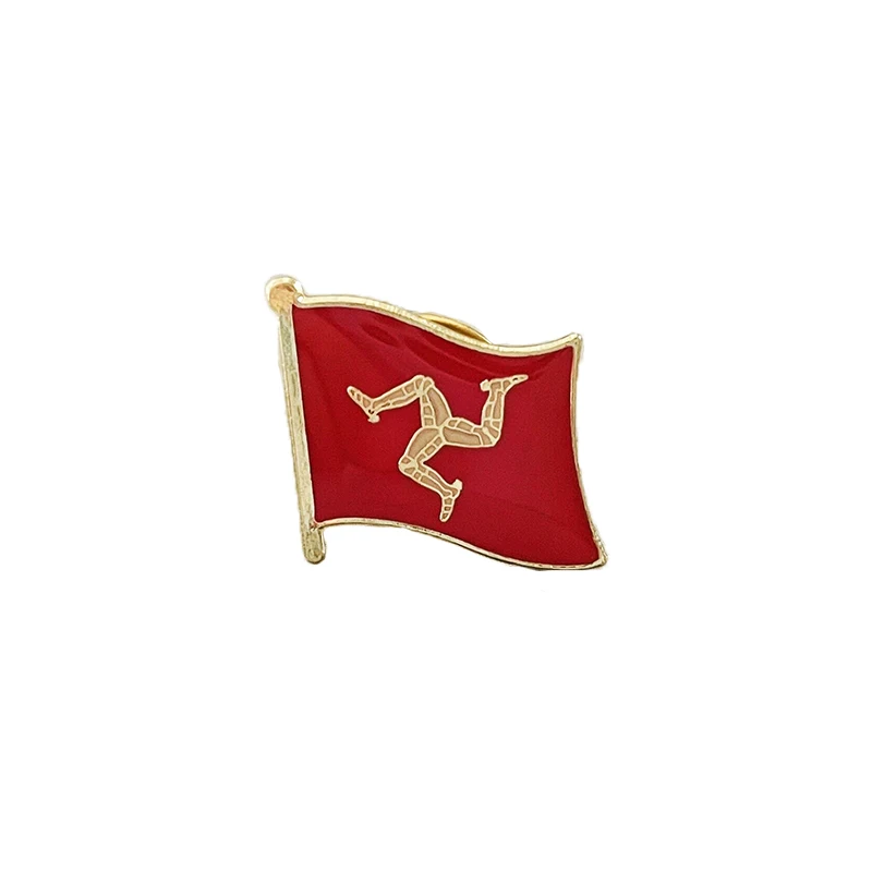 Isle Of Man National Flag Lapel Pins Crystal Epoxy Metal Enamel Badge Paint Brooch Souvenir Suit Personality Commemorative