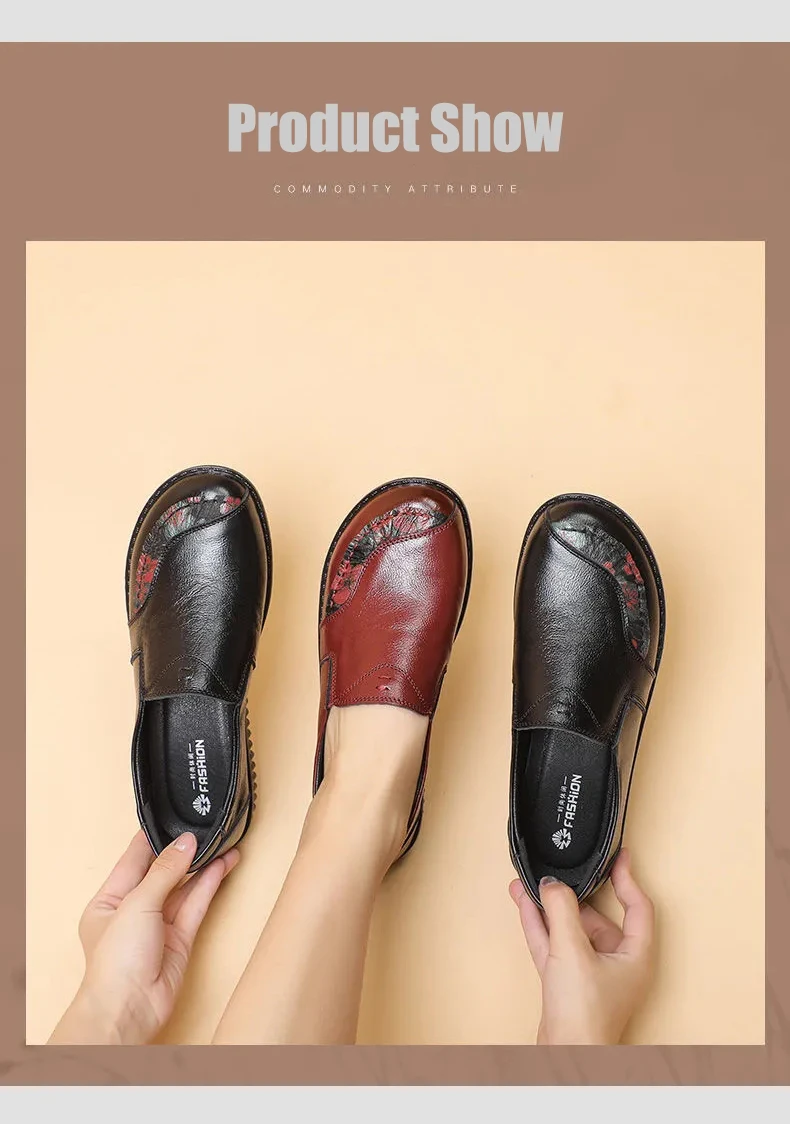 Echt leder Ballerinas Schuhe Frauen Vintage Luxus hochwertige Slipper Damen Mokassins lässig elegante Damen breite Schuhe – Detail 21