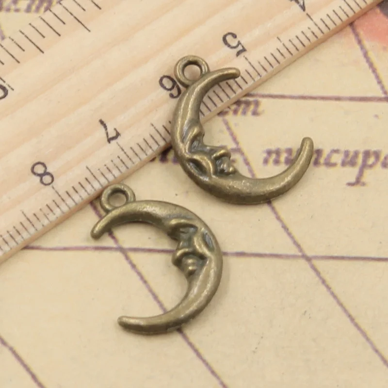 10pcs Charms Moon Face 21x15mm Tibetan Bronze Silver Color Pendants Antique Jewelry Making DIY Handmade Craft