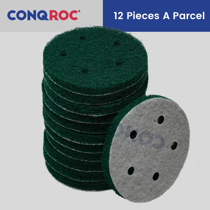 12 peças 125mm (5-Polegada) 5-hole almofadas de limpeza de náilon gancho e loop limpeza de limpeza de discos de limpeza de ferrugem removedor de argamassa de energia