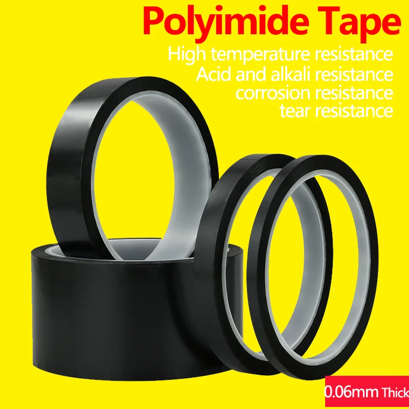 Polyimide Tape Black High Temperature Resistant Kapton Tape Polyimide Tape  Electric Circuit Board Anti-welding Battery Tape