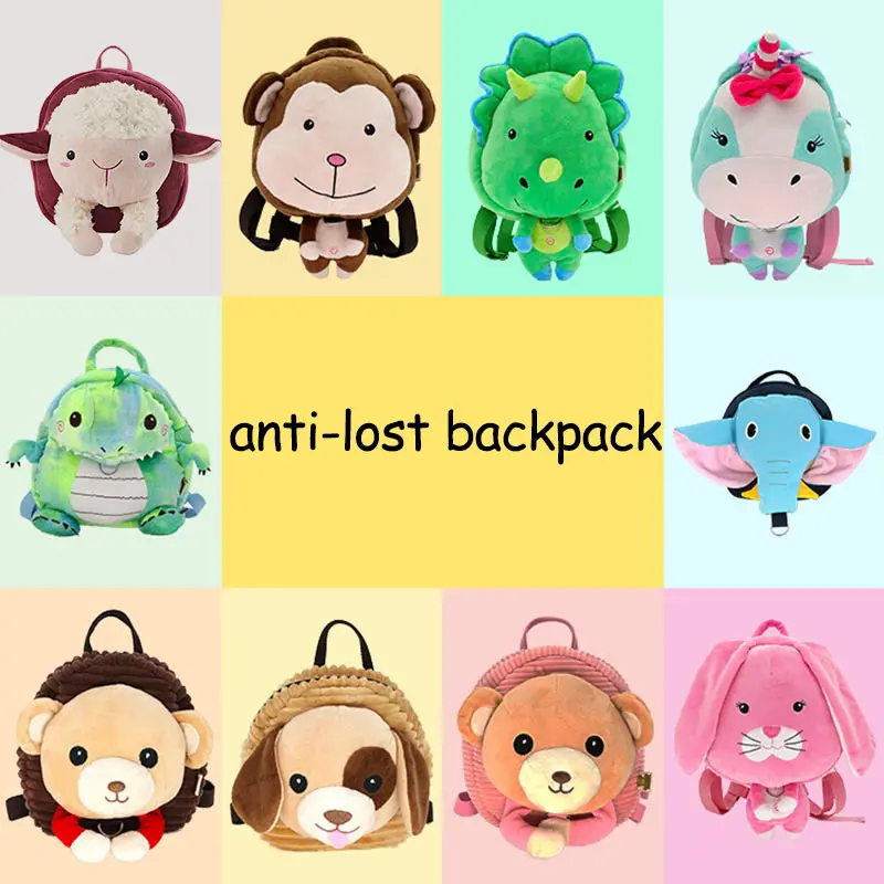 Anti-lost Children Backpack Cartoon Animal Plush Backpack With 100cm Traction Rope Infant Baby Safety Harness Walker Strap