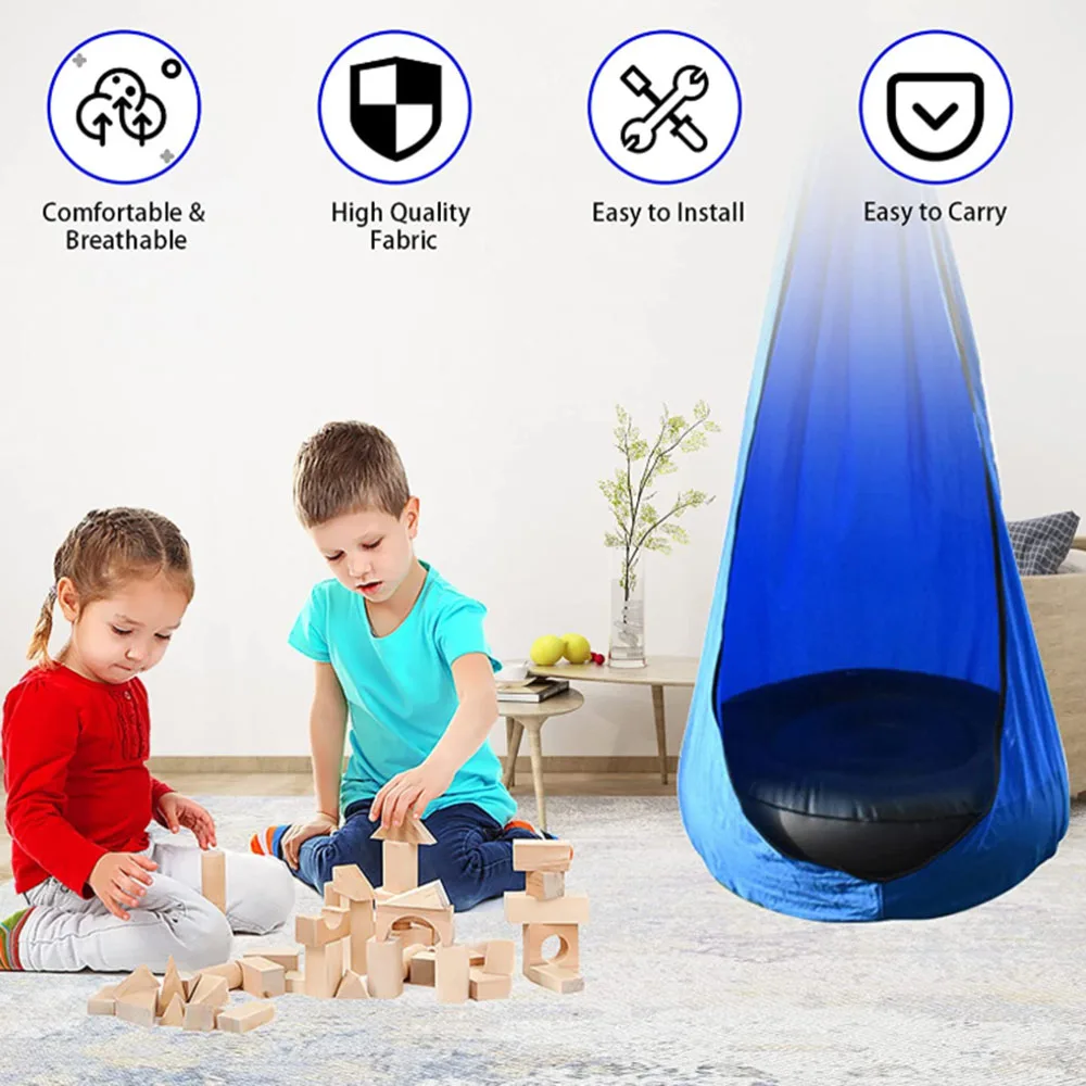 Kids Swing Hammock Pod Chair  Indoor Pod Swing for Kids Hanging Seat with Inflatable Pillow for Outdoor and Indoor Use