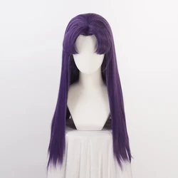 Pelucas de EVA Katsuragi Misato, pelo sintético resistente al calor púrpura con estilo, peluca de Cosplay Katsuragi + gorro de peluca