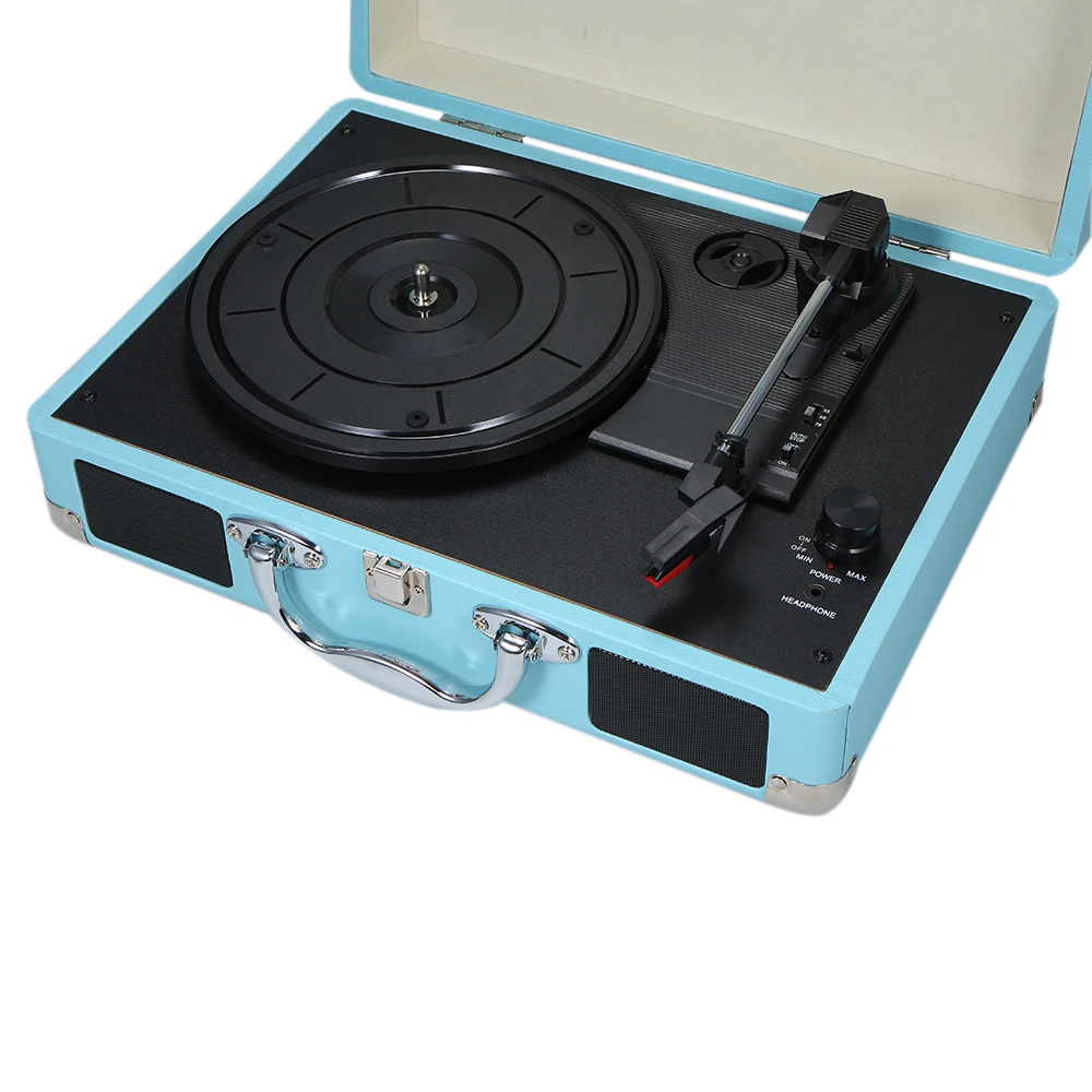 Portable Turntable Player with Speakers Vintage Phonograph Record Player Stereo Sound Turntables for 180/200/300mm Records