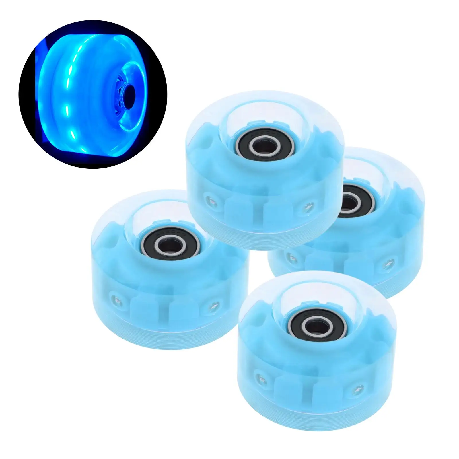 4Pack Quad Roller Skate Wheels Light Up Bearings for Double Row Skating Grip Bearings Parts Free Rollerskate