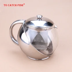 500ml New stainless steel Glass Spherical flower tea pot,Coffee Teapot Convenient Infuser Office Home,Flower Tea Set Puer Kettle