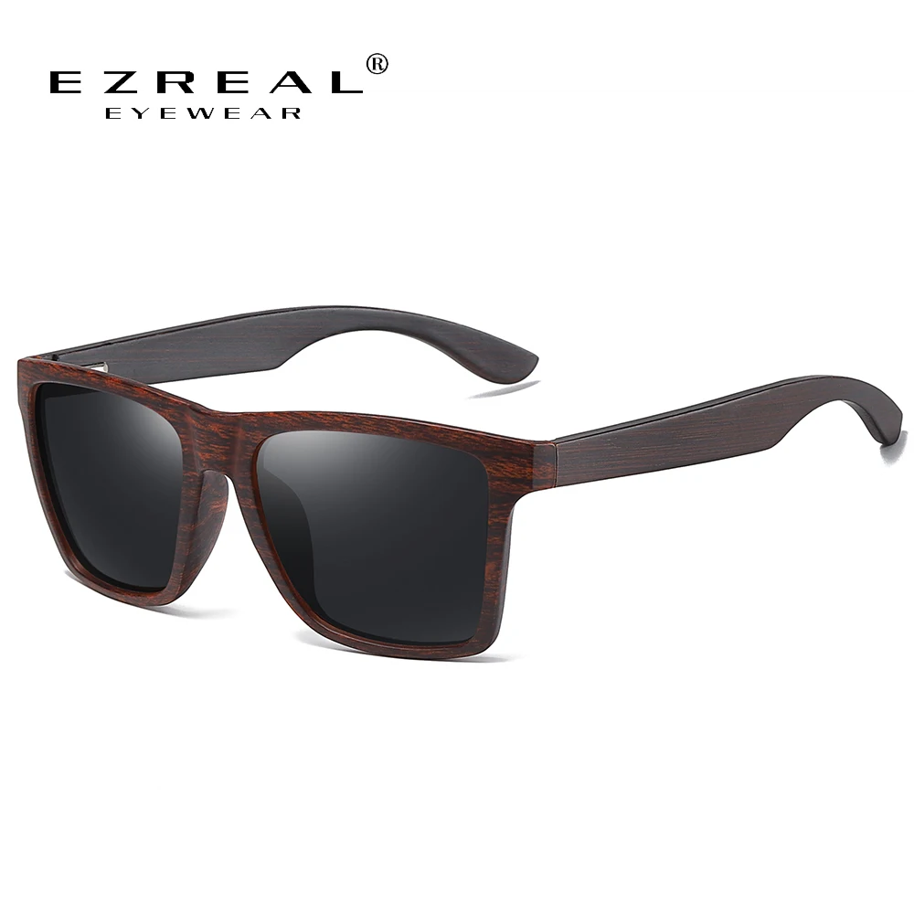 

EZREAL Wooden Sunglasses Women Sunglasses Men Polarized Fashion Flat Lens Square Frame Eyewear UV400 Colorful Sun Glasses