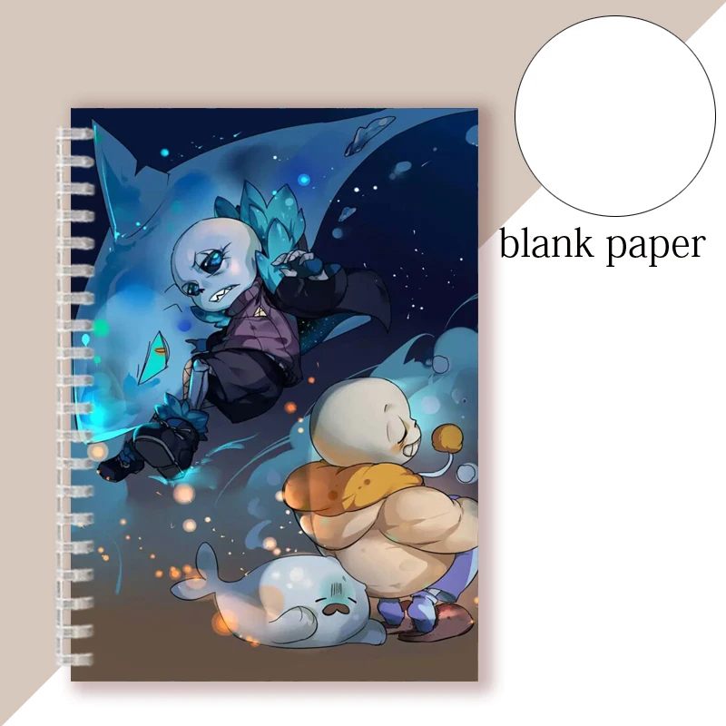 Undertale Sans Spiral Ring Reusable Notebook Cosplay Figure Tpu Doggo Papyrus Gaster Blaster Note Book Memo Pad Planner Journal