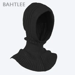 BAHTLEE-Gorro de pasamontañas de punto de lana para mujer, gorros de bufanda, gorros calentadores de cuello, Invierno