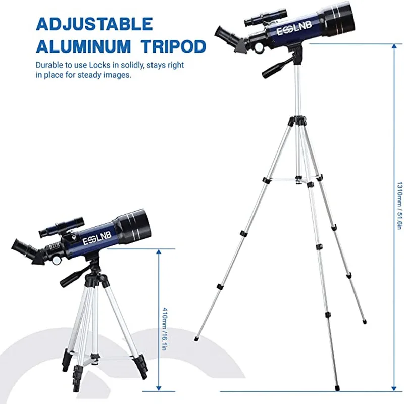 Télescope F36070 pour enfants avec adaptateur de téléphone, 70mm, pour débutants, pour l'astronomie, avec trépied réglable, lentille 3X Barlow