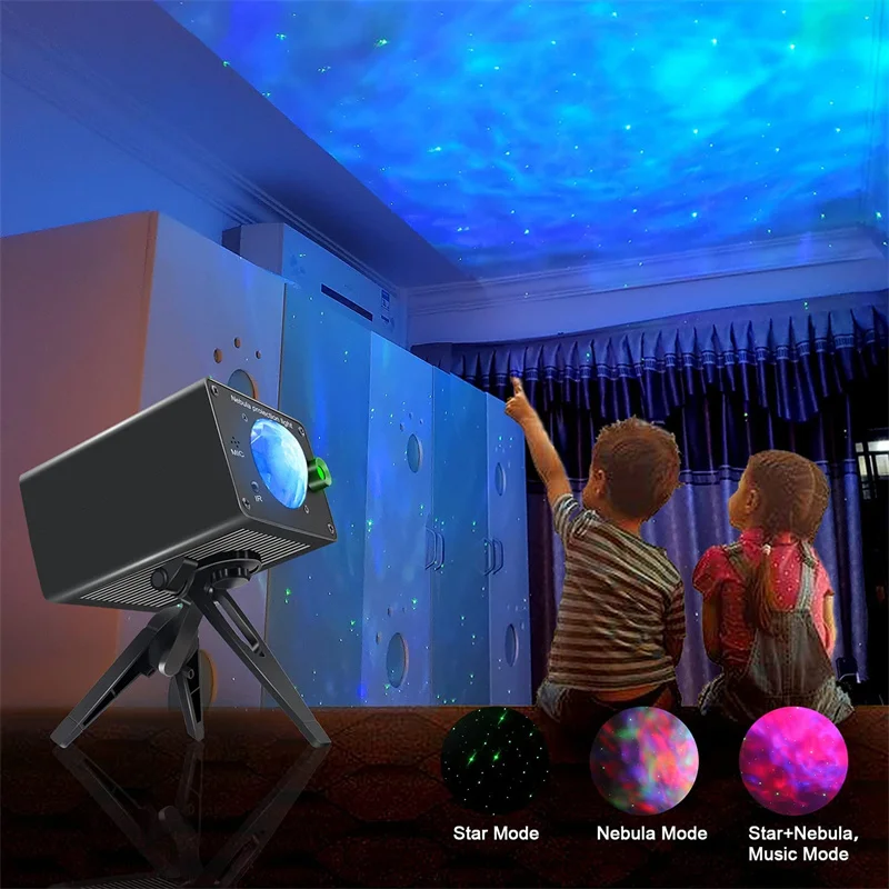 Star Projector Lights Night Light LED Ocean Wave RGB 8 Lighting Modes Lamp with Remote and Music Voice Control For Party Bedroom