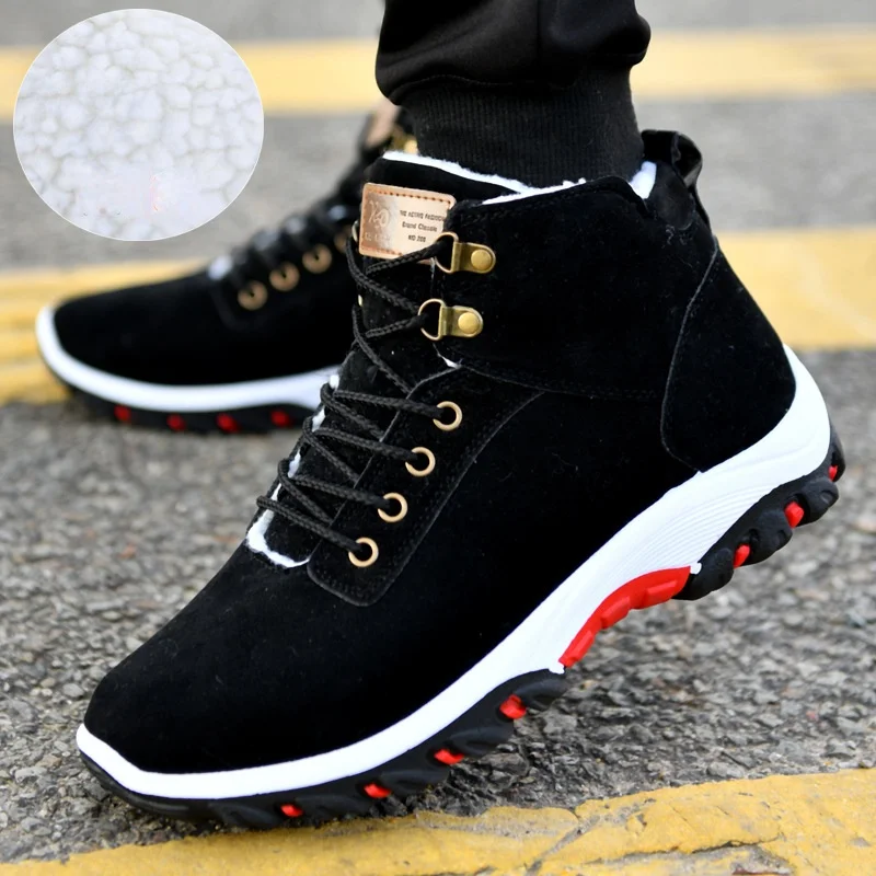 Winter Boots Men Snow Boots Winter Warm Sneakers with Fluf Outdoor Hiking Shoes Anti-skid Working Shoes for Men Platform Boots