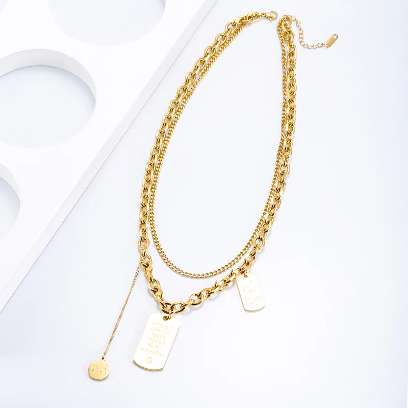 

Stainsteel Steel Geometric Tag Pendant Necklace for Women Female Gift 2021 Women's Neck Chain Trend Jewelry Choker Accessories