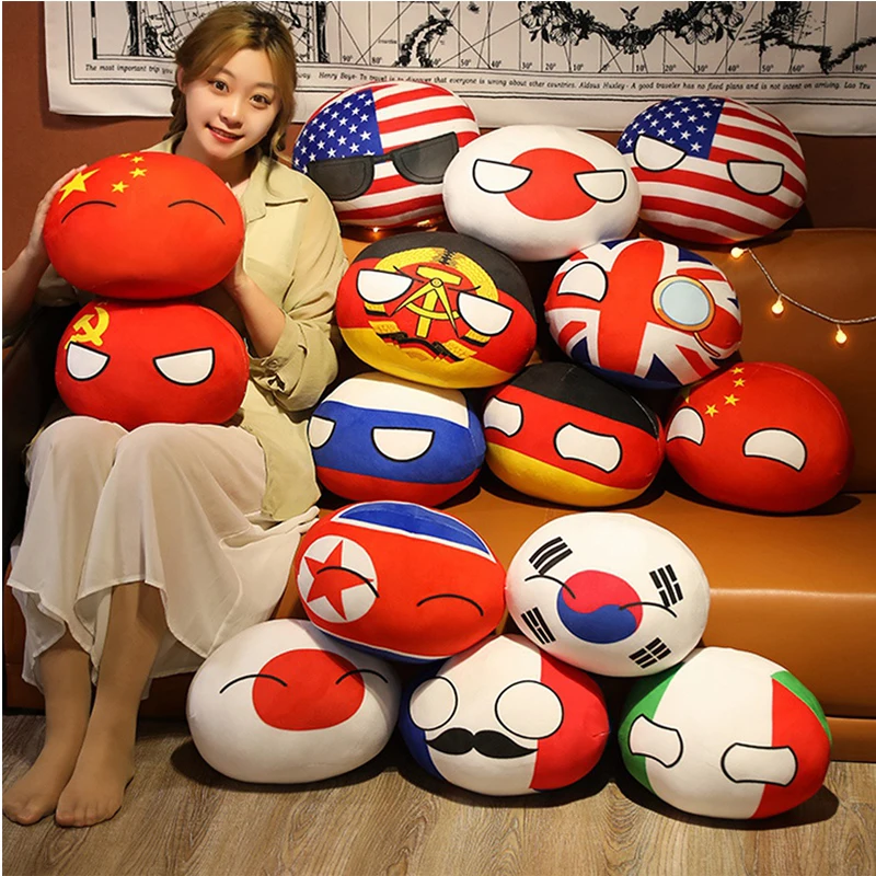 Asian And European Countries Polandball France Germany Ball Plush Toys Italy Countryballs Cosplay Plushies Doll Pillow For Gift