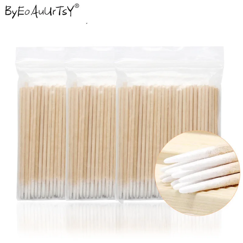 

300pcs Wooden Cotton Swabs Stick for Ears Cleaning Eyebrow Lips Eyeliner Tattoo Makeup Cosmetics Tools Jewelry Clean Sticks Buds