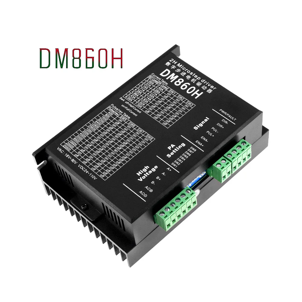 

DM860 DM860H 7.2A Nema17/23/34 Stepper Motor Driver Controller 128 Subdivision For 42 57 86 Stepper Motor CNC Wood Engraver