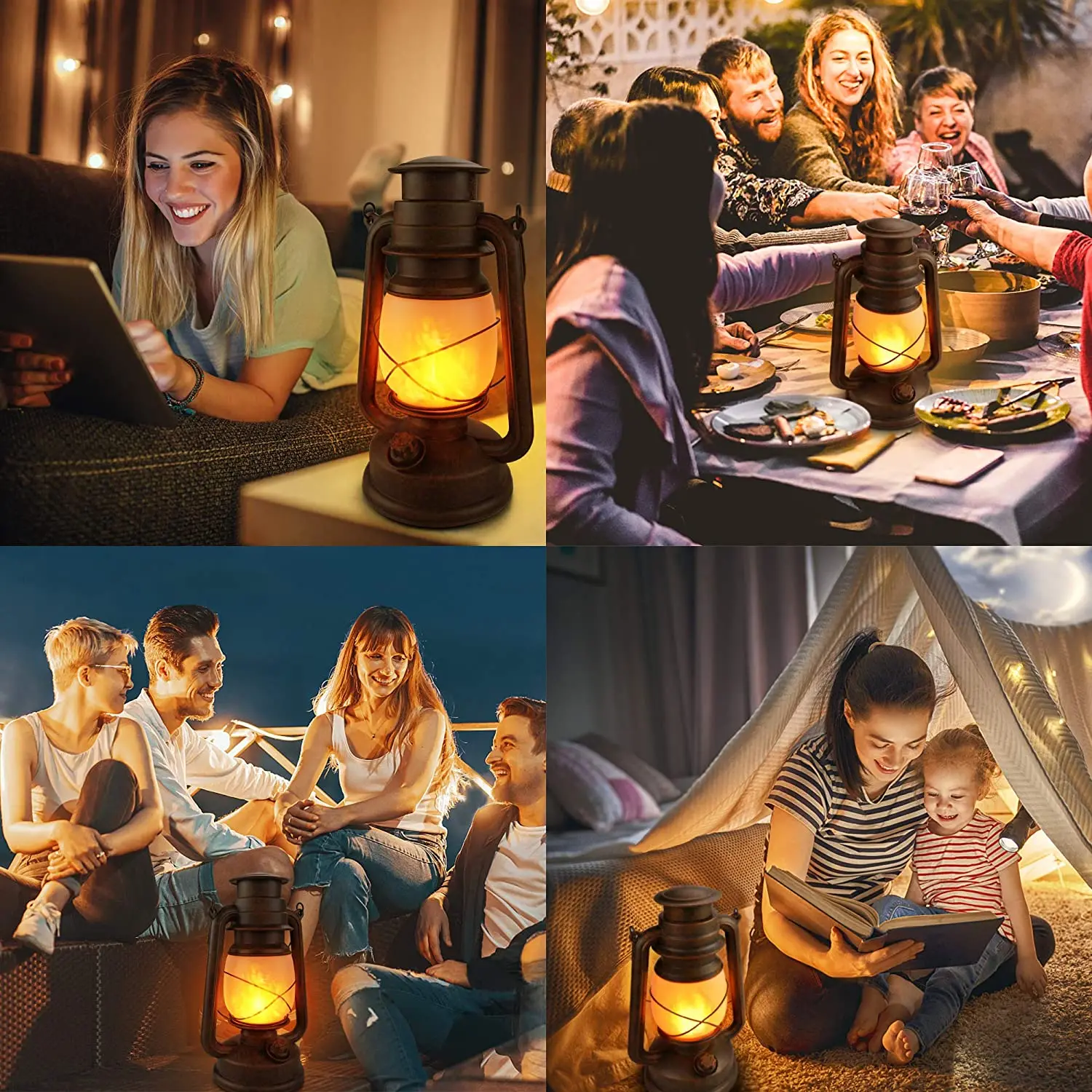 Remote Control Kerosene Lamp LED Candle Flame Tent Light Vintage Camping Lantern USB Battery Power Outdoor Hanging Table Lamp