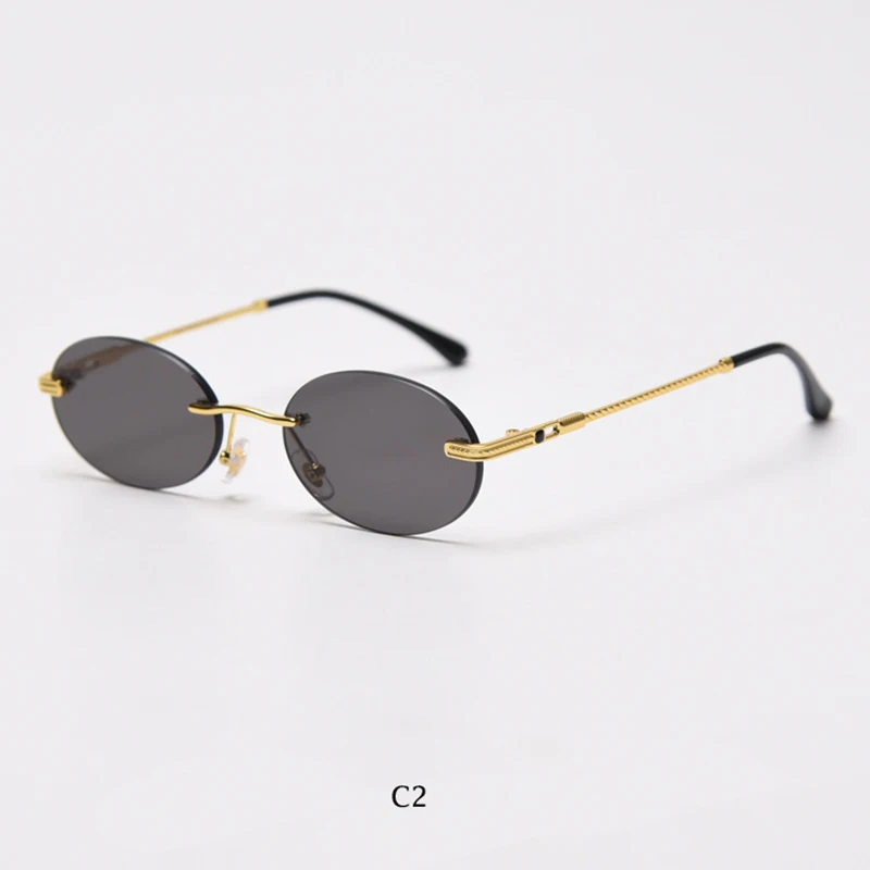 RBROVO 2023 Oval Retro Sunglasses Women High Quality Eyeglasses For Women/Men Small Glasses Male Rimless Driving Glasses Rimless