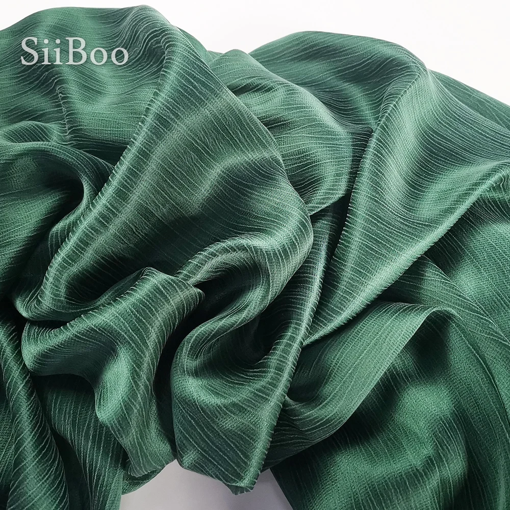 Vintage style green black grey Crumpled wicker weighted rayon cupro fake silk fabric apparel for dress telas stoffen SP5534