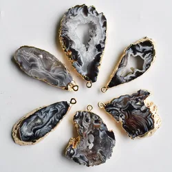 Natural Stone Agates Pendant Irregular Quartz Pendant for Jewelry Making DIY Necklace Earrings Accessories wholesale 6pcs/lot