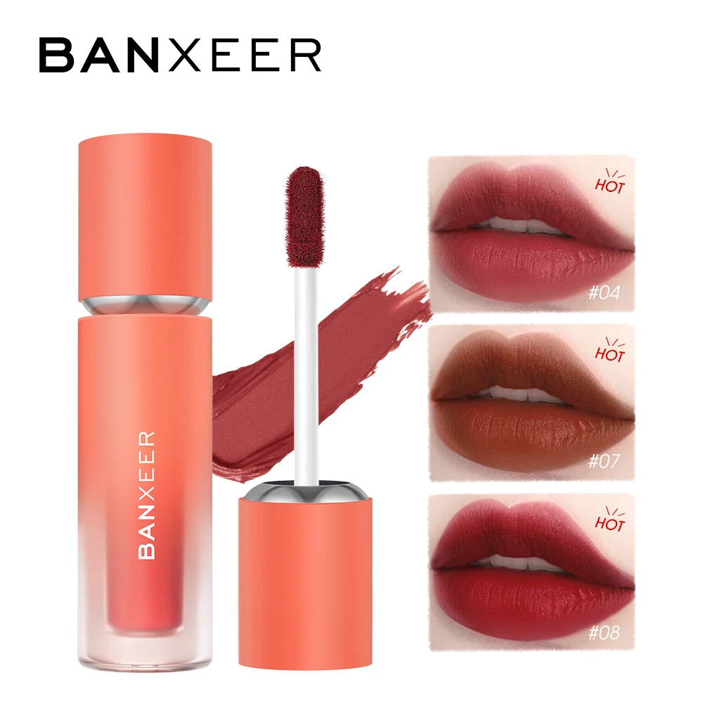 BANXEER Cream Velvet Matte Lipstick Lightweight Lip Glaze Not Fade Lip Tint Lasting Moisture Cosmetic Makeup