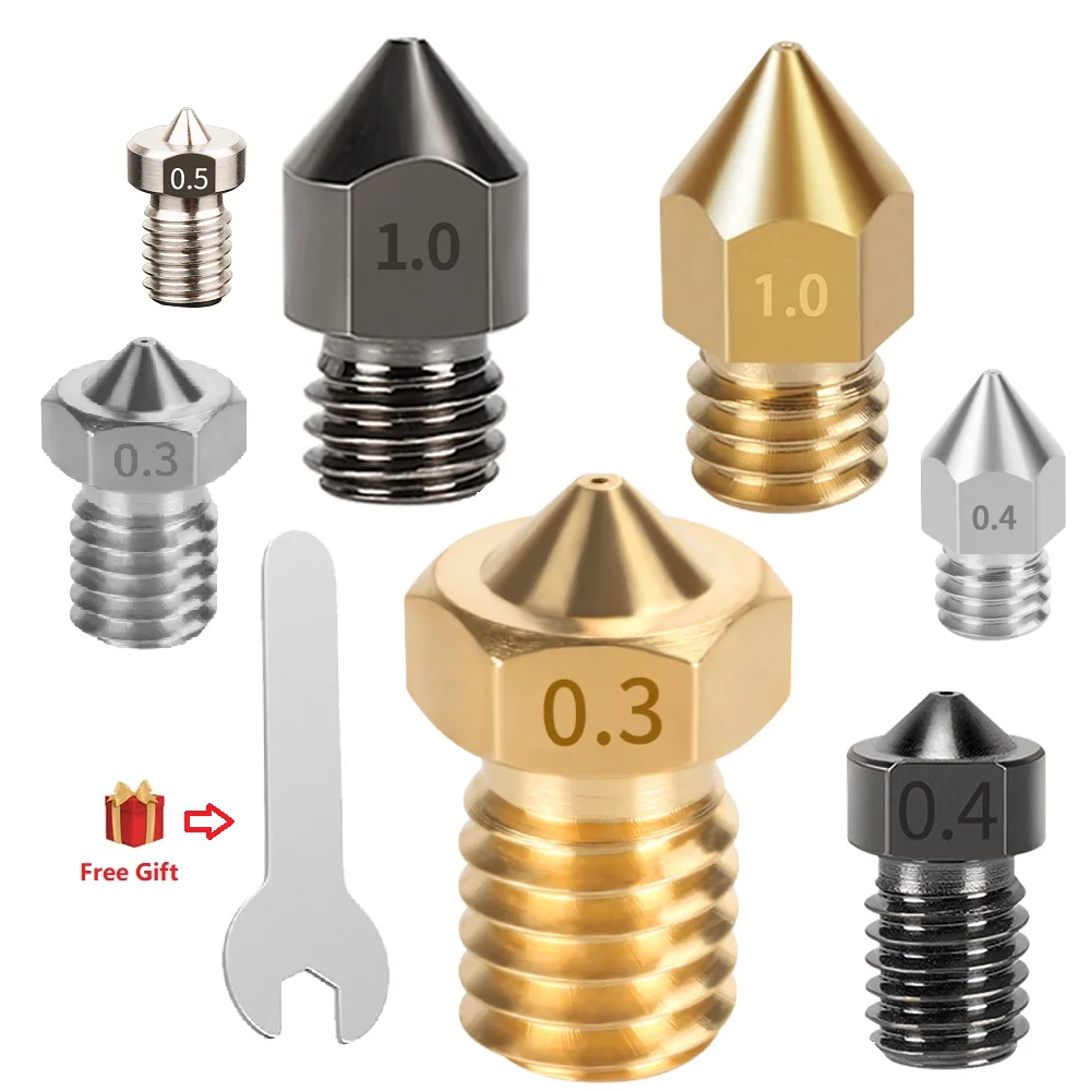 RAMPEN MK8 Extruder Düsen Set 0.2/0.3/0.5/0.6/0.8/1,0mm Hotend Druckkopf für Makerbot Creality CR10 Ender 3 3D Drucker Teile