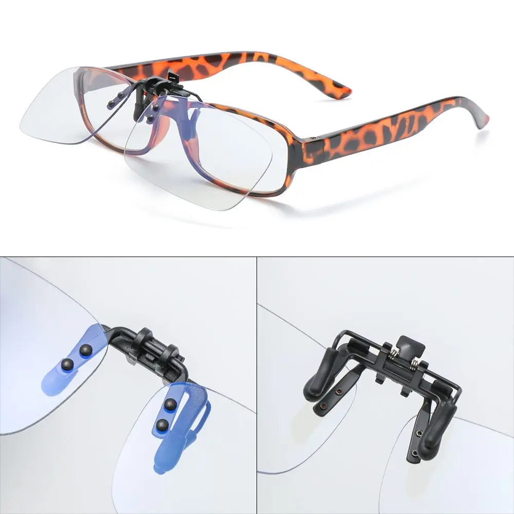 Blue Light Blocking Clip On Glasses Anti-Fatigue UV Anti Blue Rays Flip Up Glasses Eye Strain Protection Computer Glasses