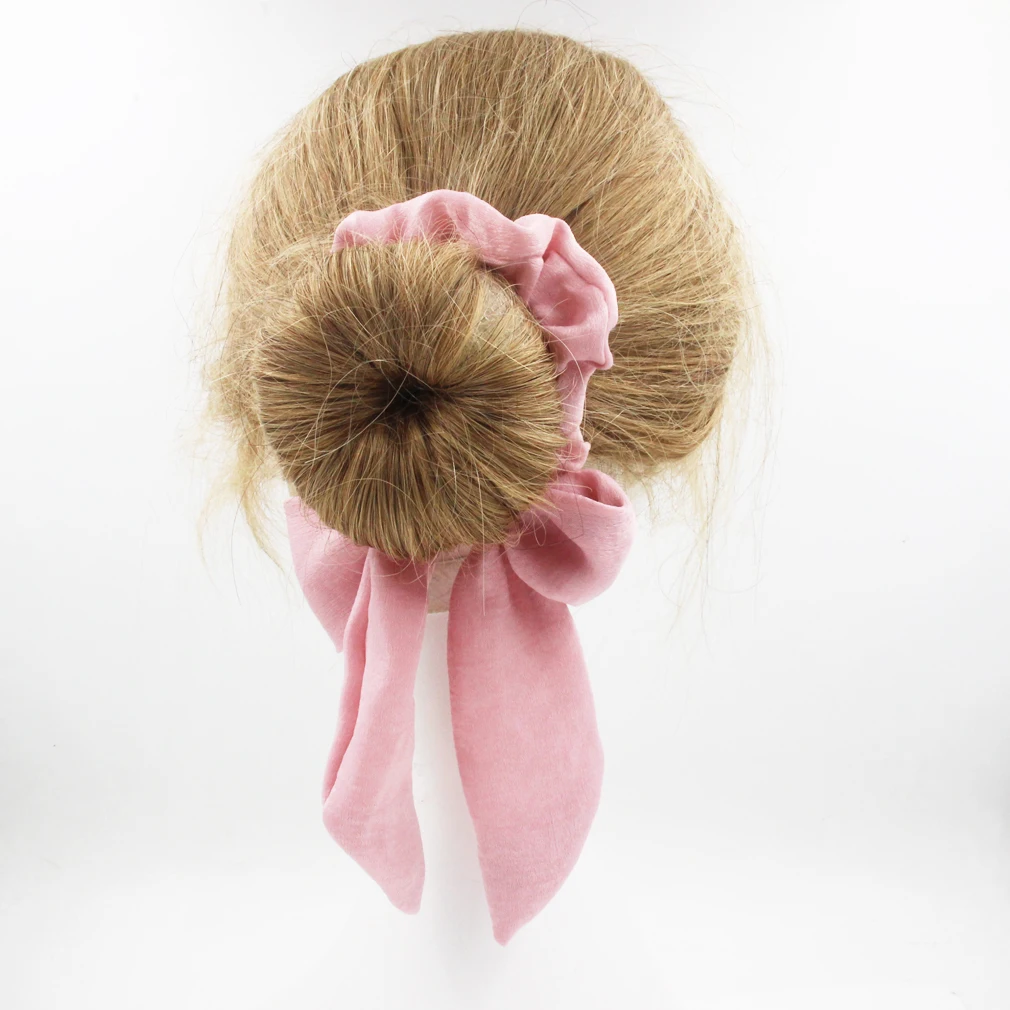 Vintage monocromático cetim arco cabelo fita scrunchie para mulheres e meninas, laço elástico longo do cabelo, headwear feminino, acessórios de cabelo