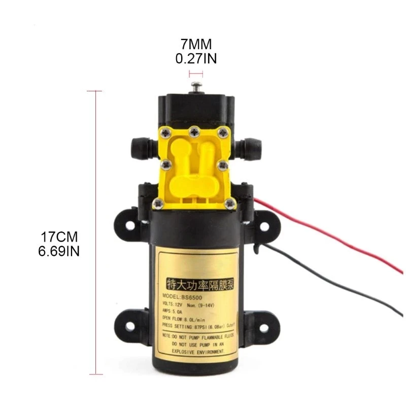 8L/min Large Flow Rate Agricultural DC Electric Water Pump 12V 24V Water Sprayer Car Wash AC 220V to DC12V 24V  Water Pomp Kit view 5